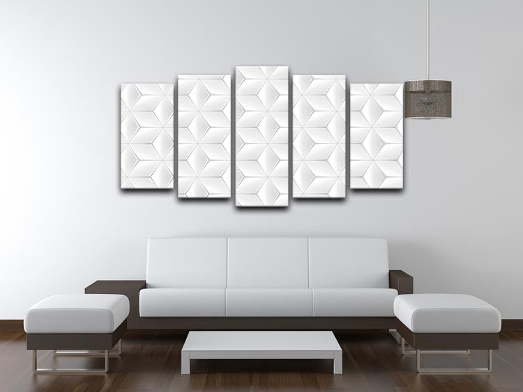 Elegant White Geometric Background 5 Split Panel Canvas - Canvas Art Rocks - 3