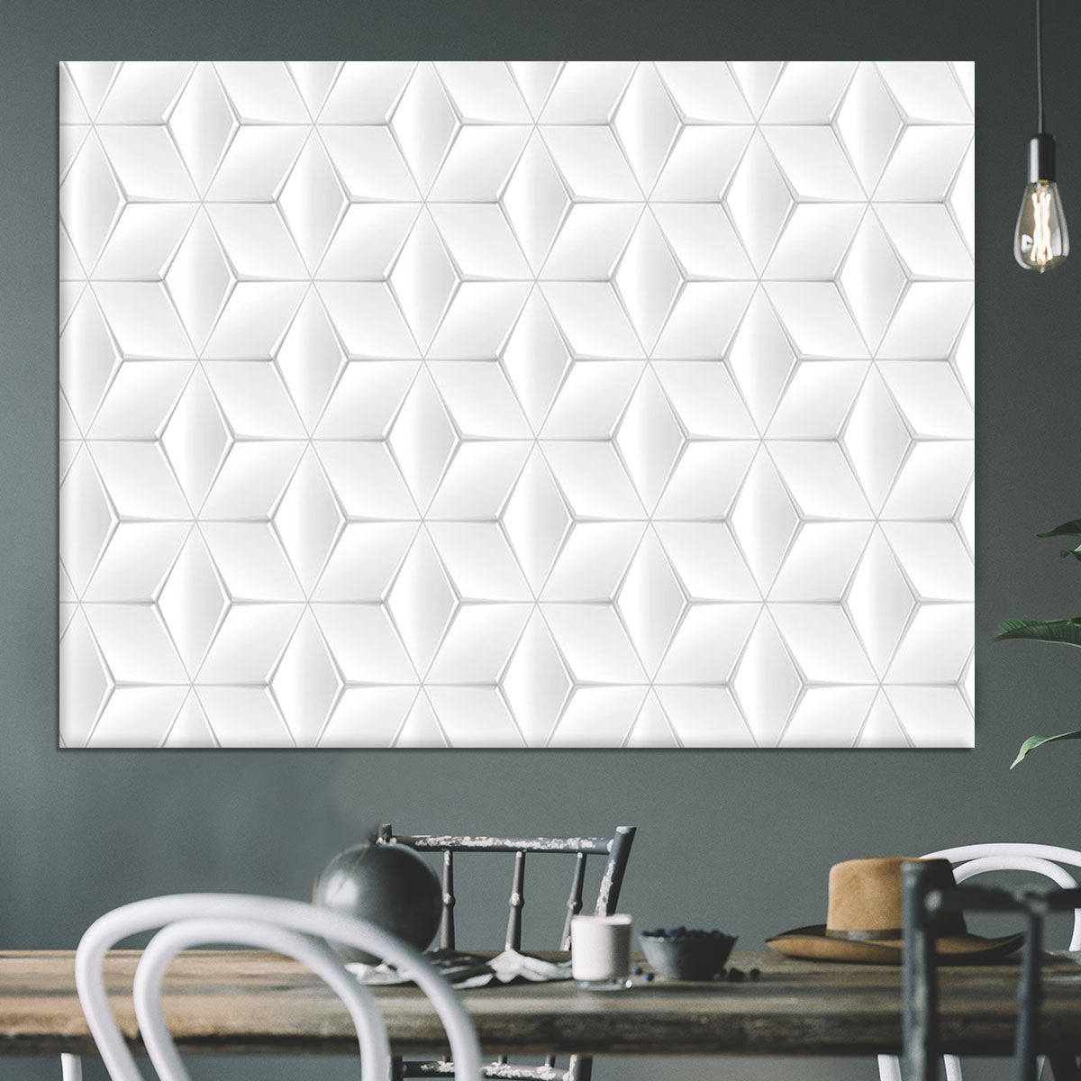 Elegant White Geometric Background Canvas Print or Poster - Canvas Art Rocks - 3