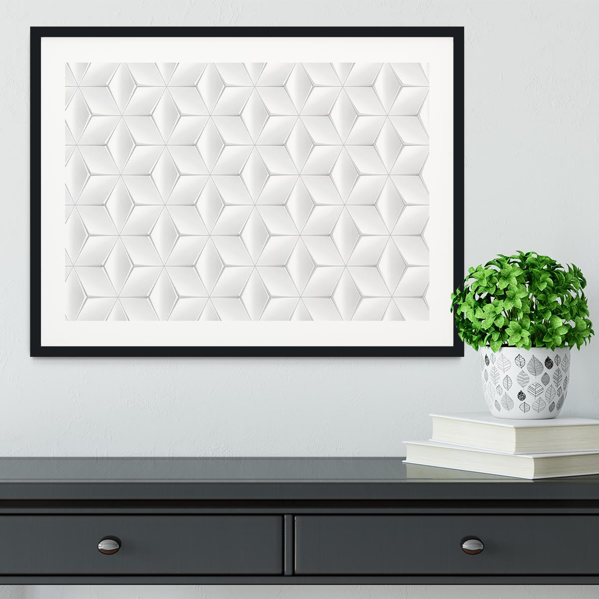 Elegant White Geometric Background Framed Print - Canvas Art Rocks - 1