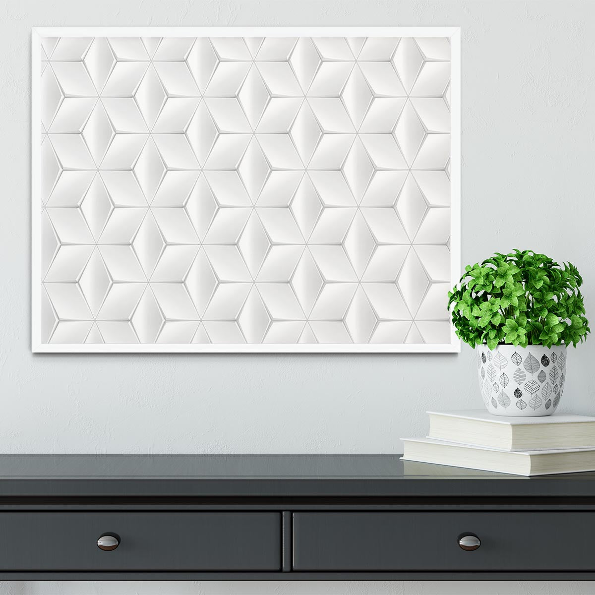 Elegant White Geometric Background Framed Print - Canvas Art Rocks -6