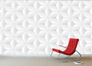 Elegant White Geometric Background Wall Mural Wallpaper - Canvas Art Rocks - 2