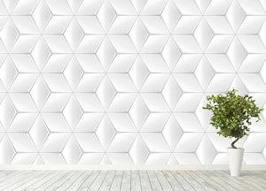 Elegant White Geometric Background Wall Mural Wallpaper - Canvas Art Rocks - 4