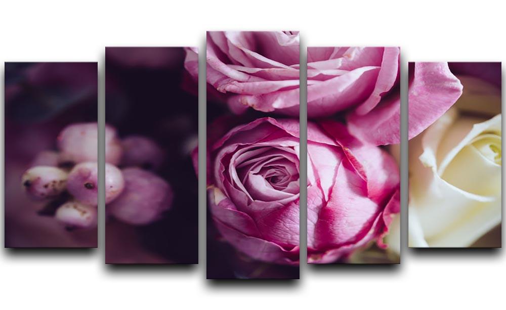 Elegant bouquet of pink and white roses 5 Split Panel Canvas  - Canvas Art Rocks - 1