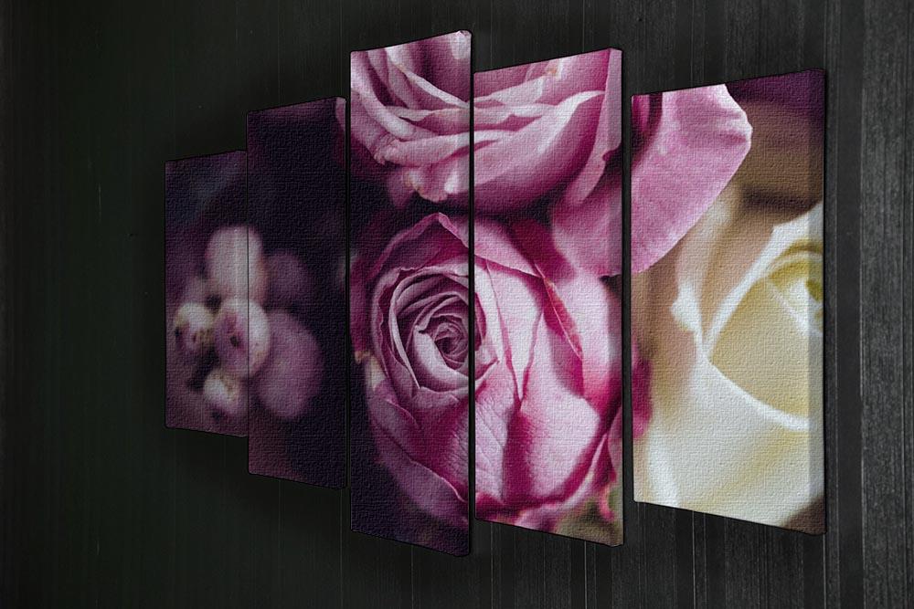 Elegant bouquet of pink and white roses 5 Split Panel Canvas  - Canvas Art Rocks - 2