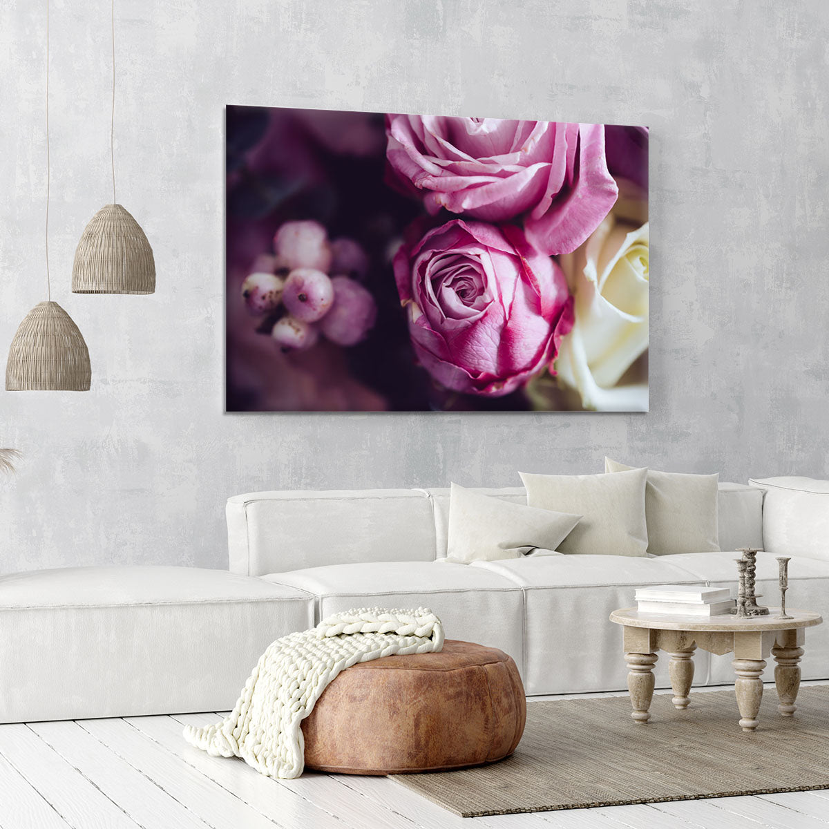 Elegant bouquet of pink and white roses Canvas Print or Poster - Canvas Art Rocks - 6