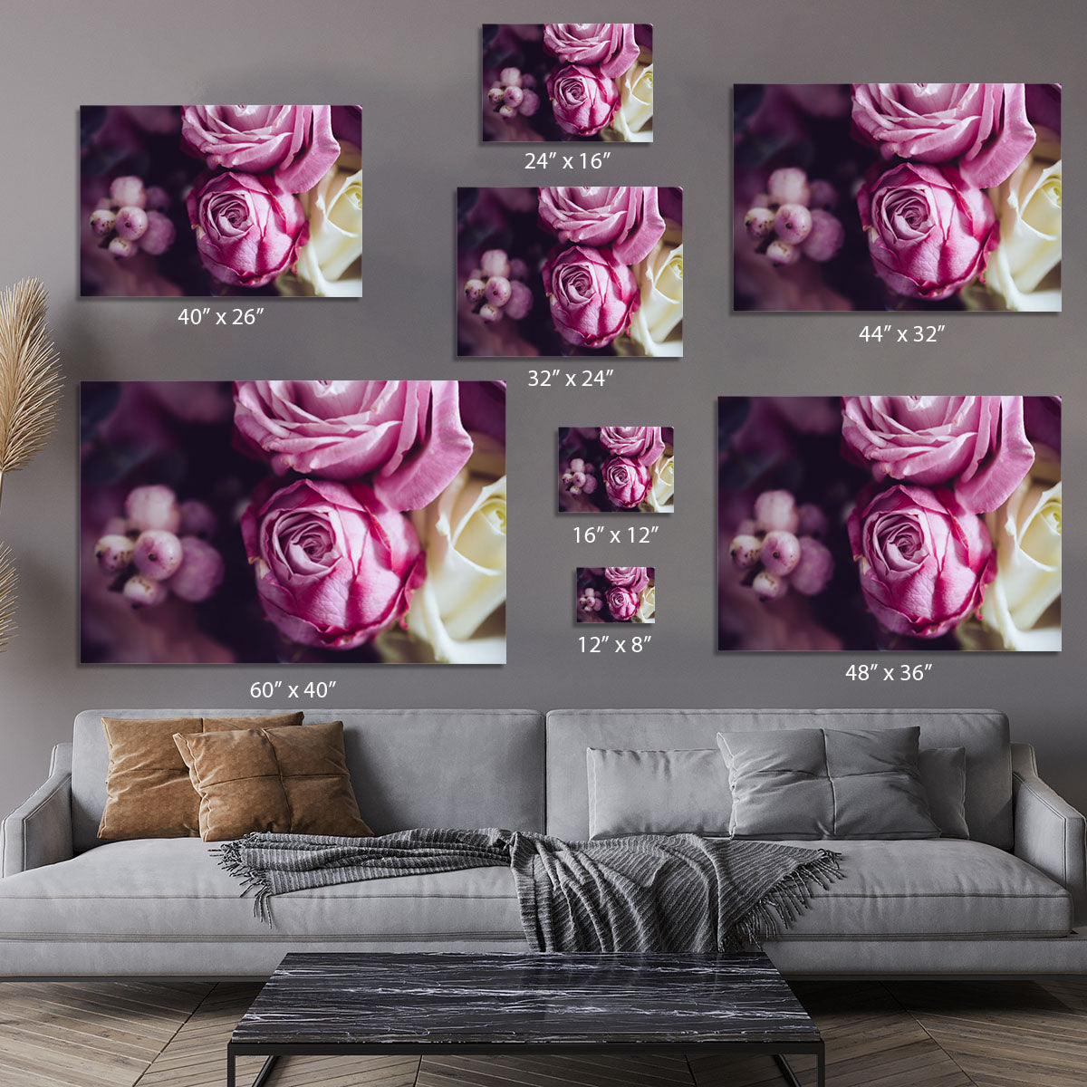Elegant bouquet of pink and white roses Canvas Print or Poster - Canvas Art Rocks - 7