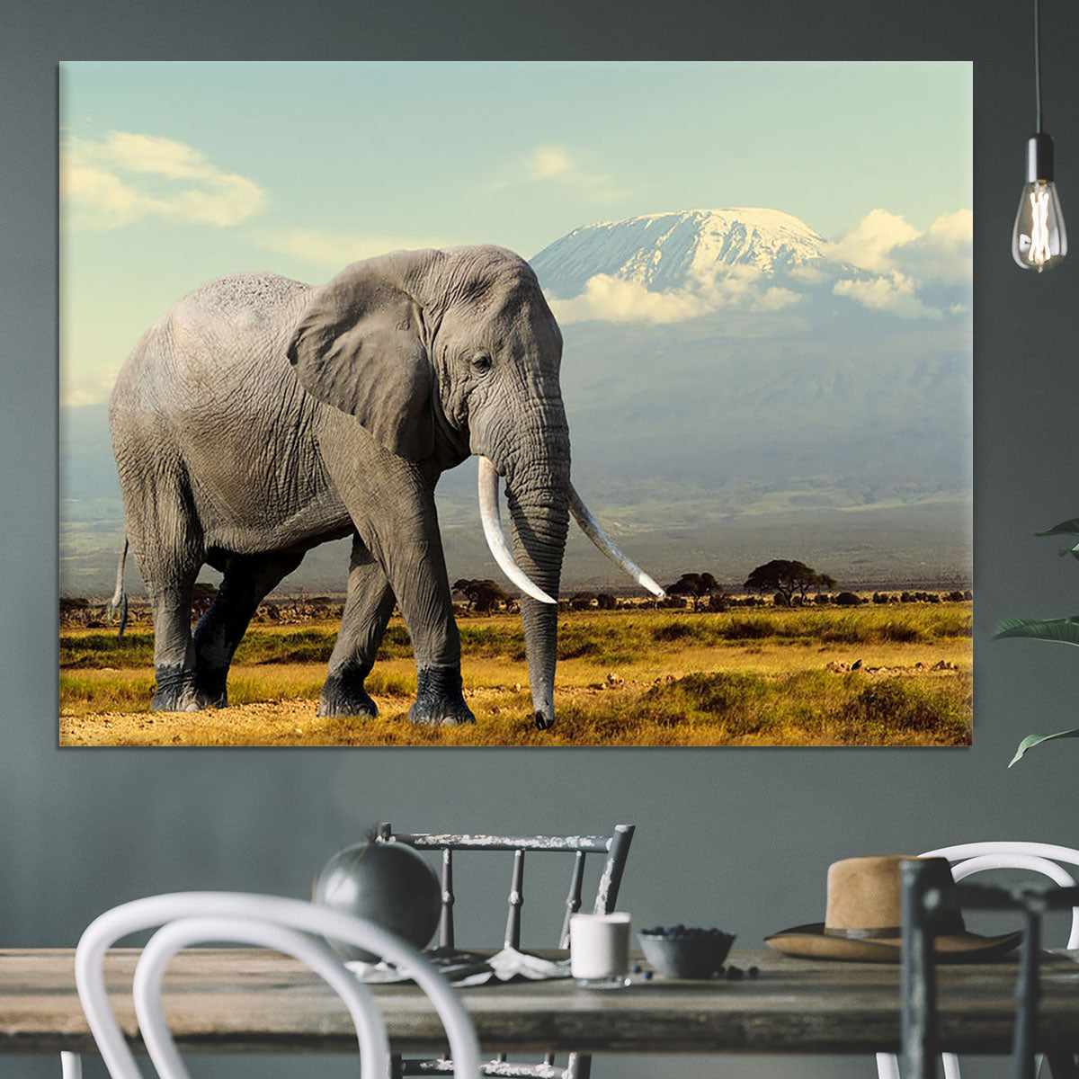 Elephant on Kilimajaro mount Canvas Print or Poster - Canvas Art Rocks - 3
