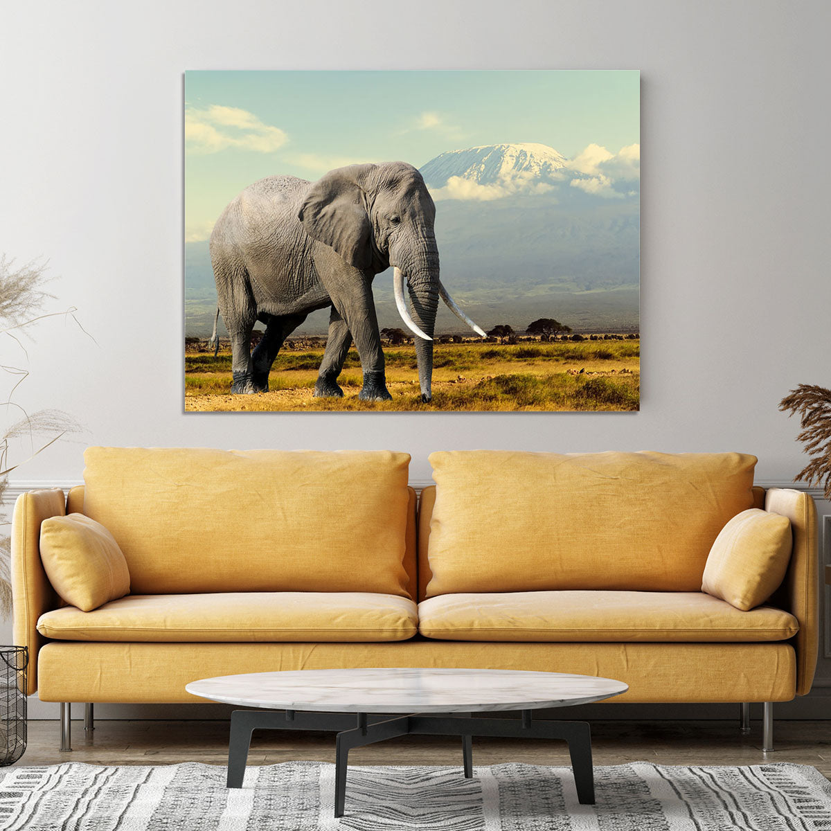 Elephant on Kilimajaro mount Canvas Print or Poster - Canvas Art Rocks - 4