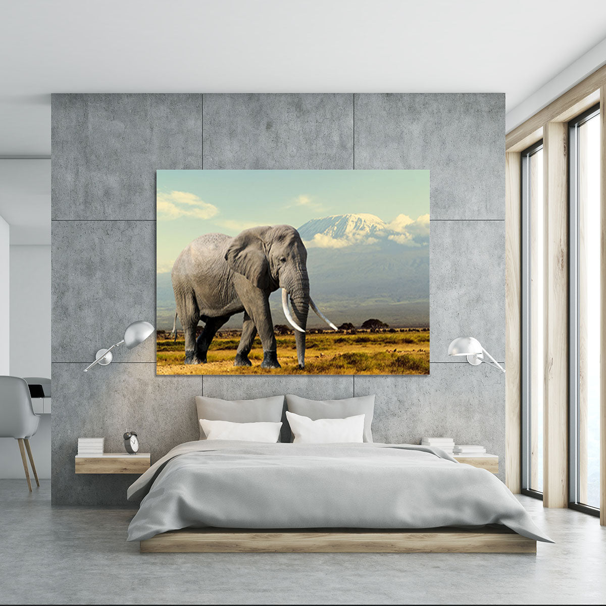 Elephant on Kilimajaro mount Canvas Print or Poster - Canvas Art Rocks - 5