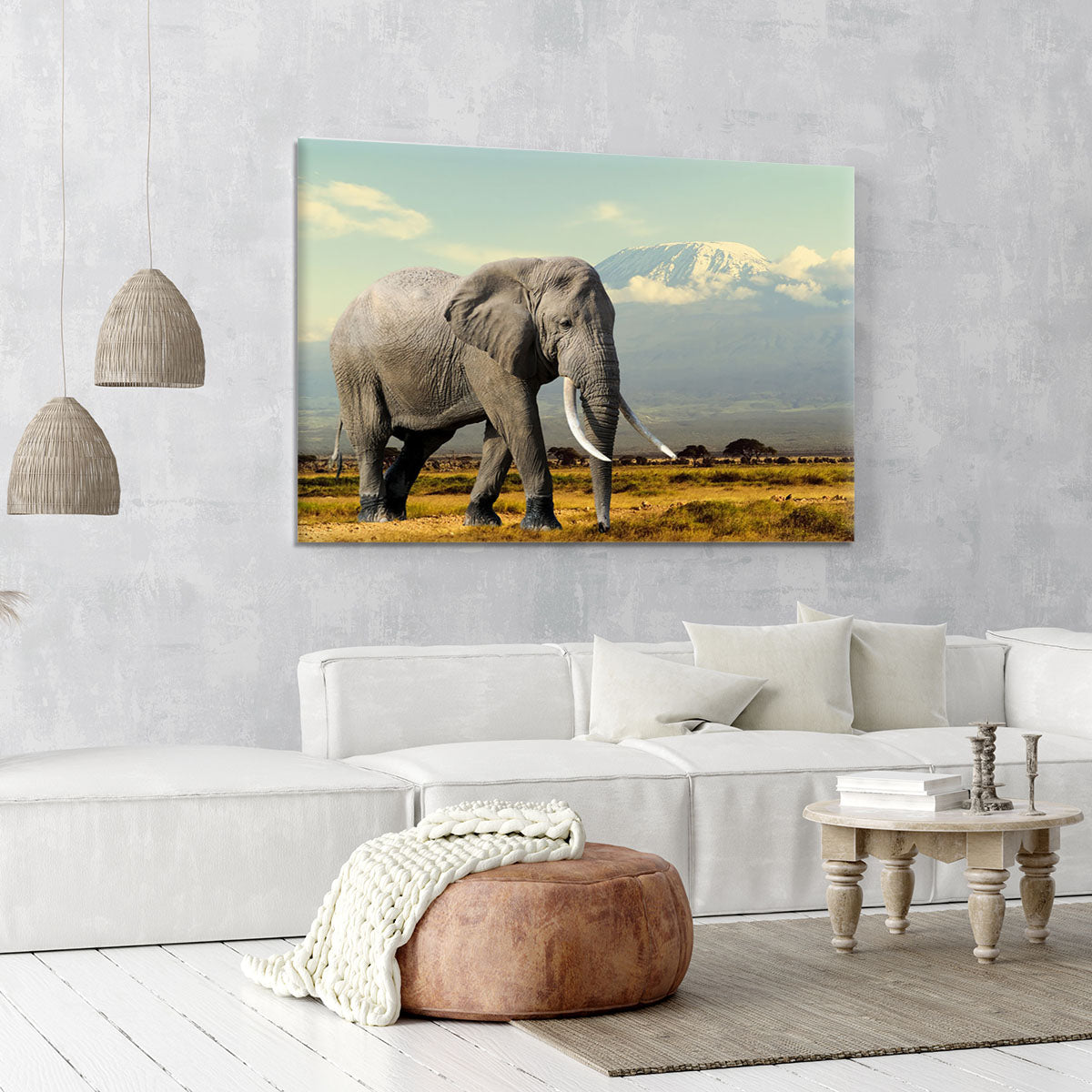 Elephant on Kilimajaro mount Canvas Print or Poster - Canvas Art Rocks - 6
