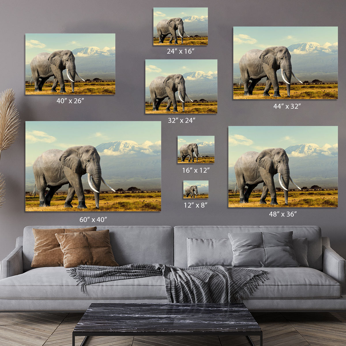 Elephant on Kilimajaro mount Canvas Print or Poster - Canvas Art Rocks - 7