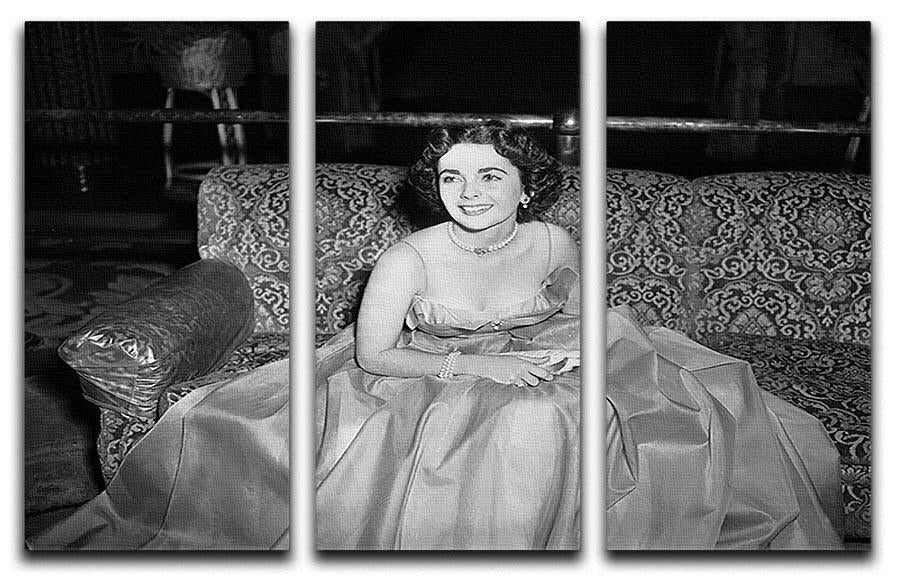Elizabeth Taylor In A Dress 3 Split Panel Canvas Print - Canvas Art Rocks - 1