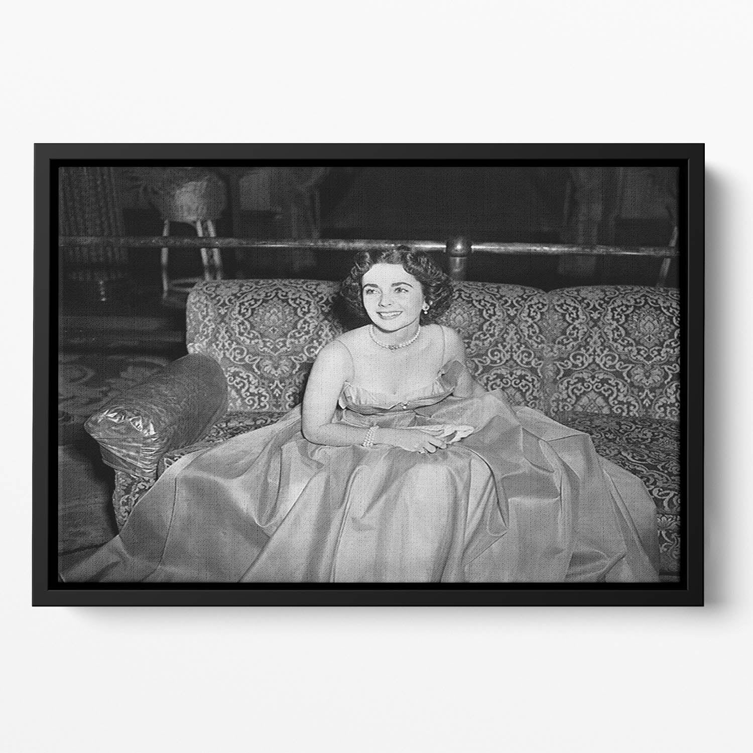 Elizabeth Taylor In A Dress Floating Framed Canvas