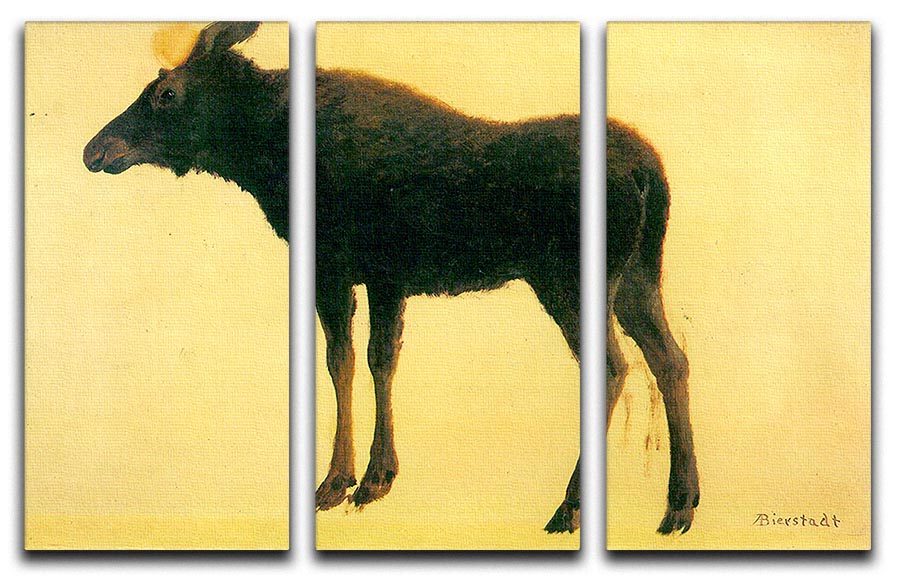 Elk by Bierstadt 3 Split Panel Canvas Print - Canvas Art Rocks - 1