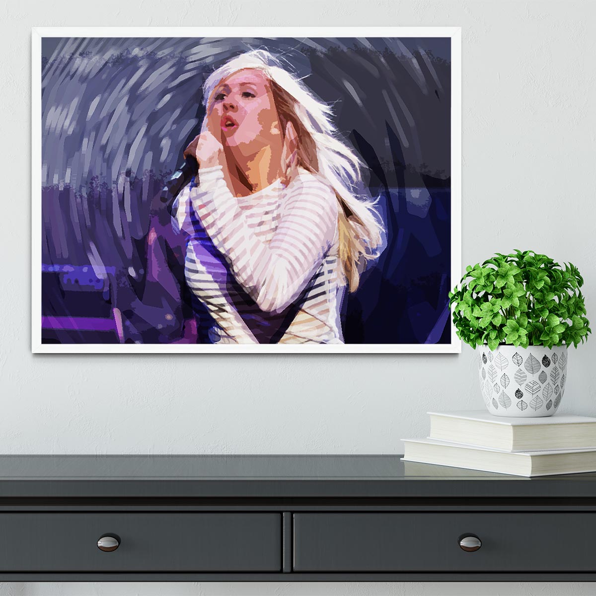 Ellie Goulding on stage Pop Art Framed Print - Canvas Art Rocks -6