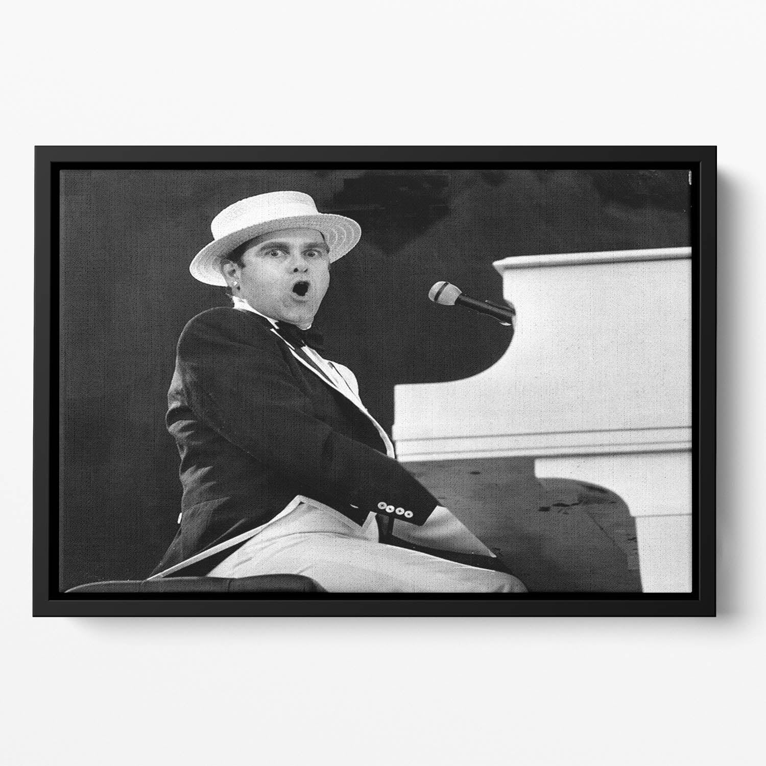 Elton John at the piano Floating Framed Canvas