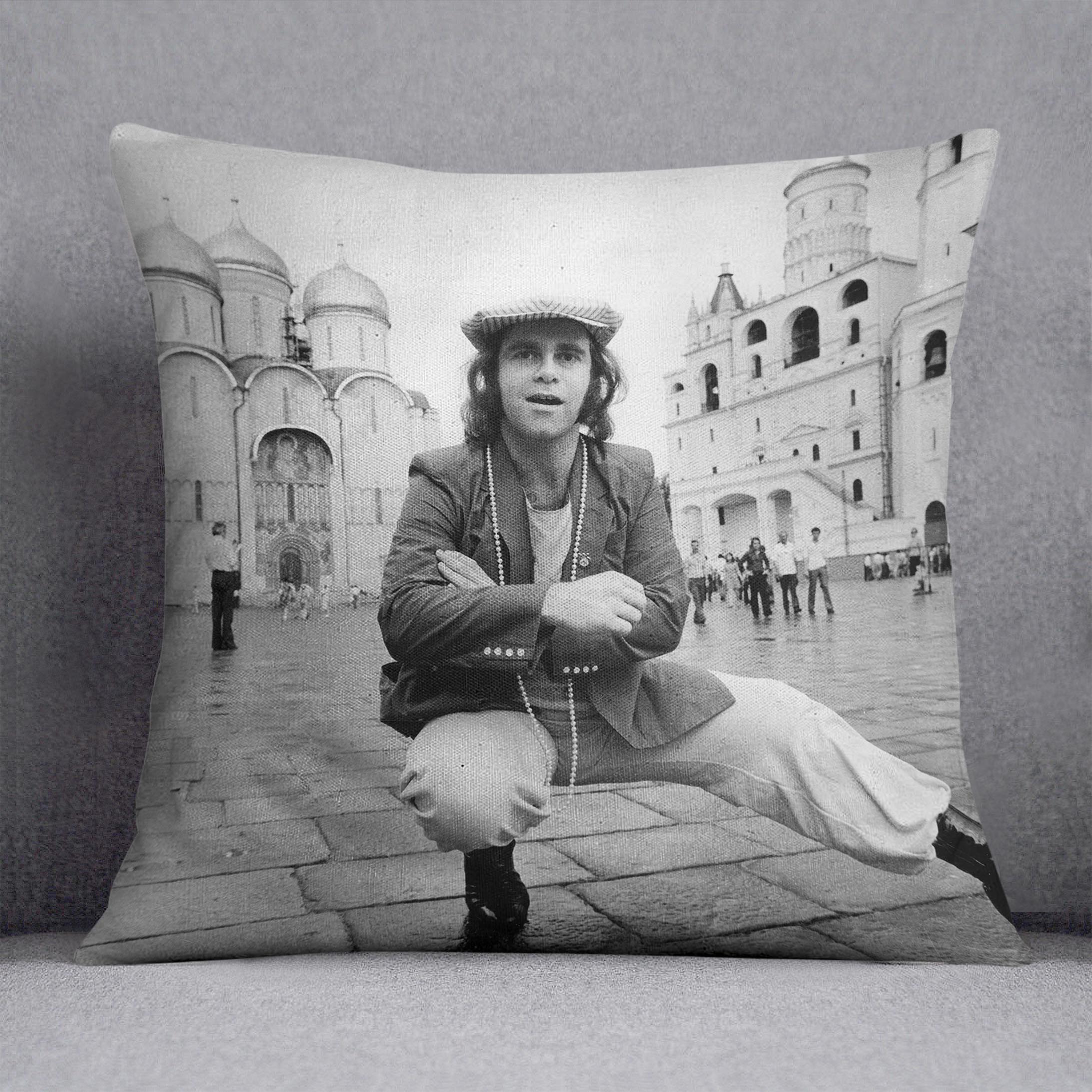 Elton John in Red Square Cushion - Canvas Art Rocks - 1