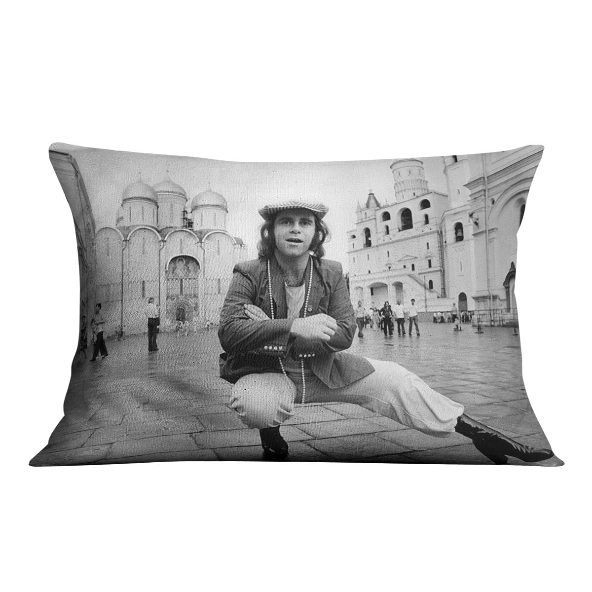 Elton John in Red Square Cushion - Canvas Art Rocks - 4