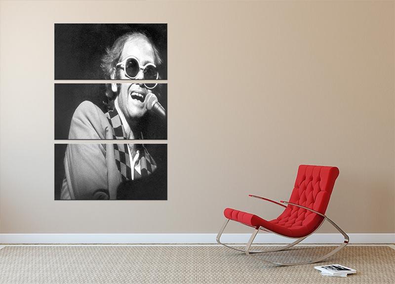 Elton John in concert 1977 3 Split Panel Canvas Print - Canvas Art Rocks - 2