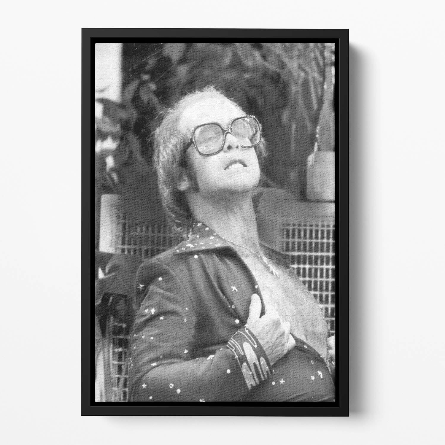 Elton John onstage 1975 Floating Framed Canvas