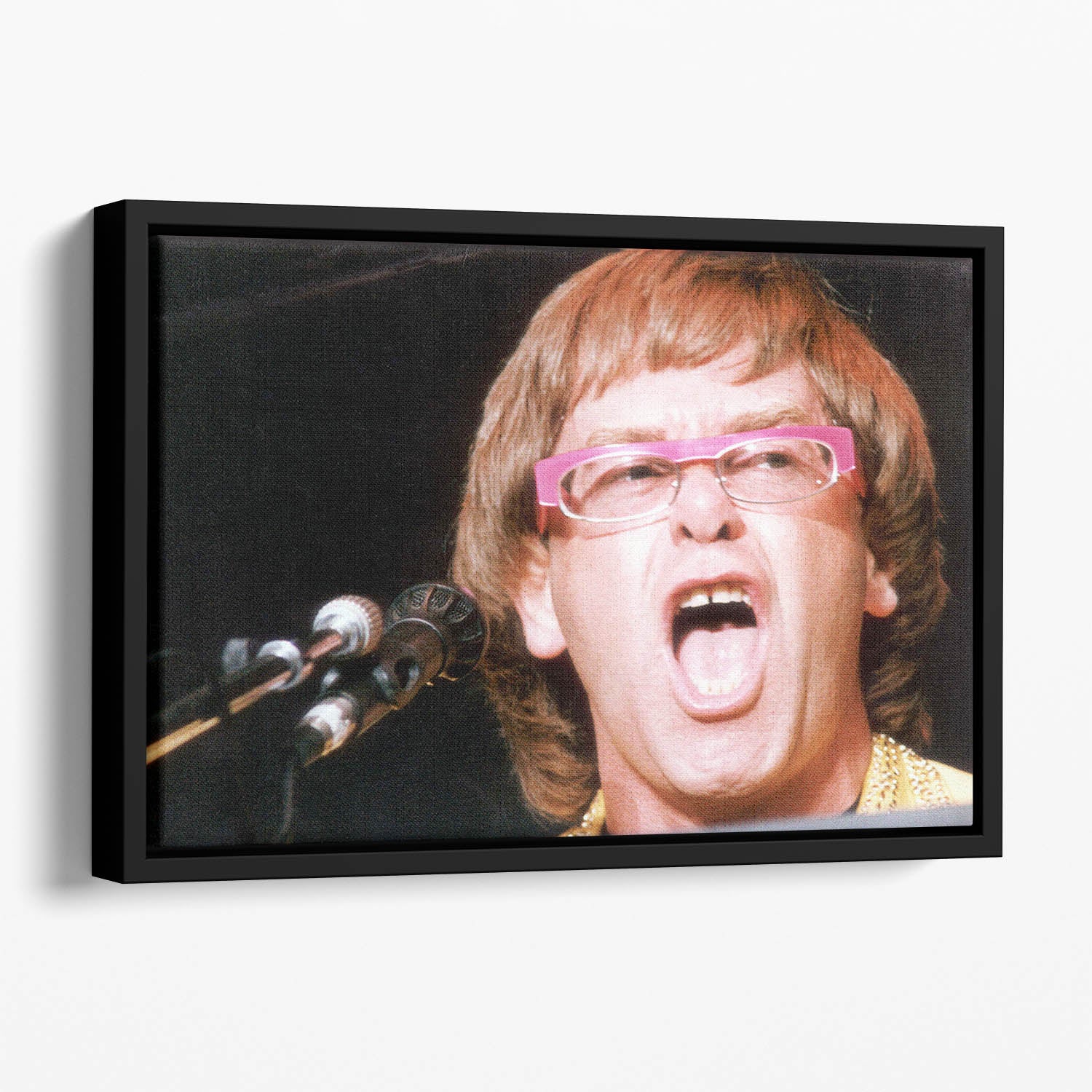 Elton John singing Floating Framed Canvas