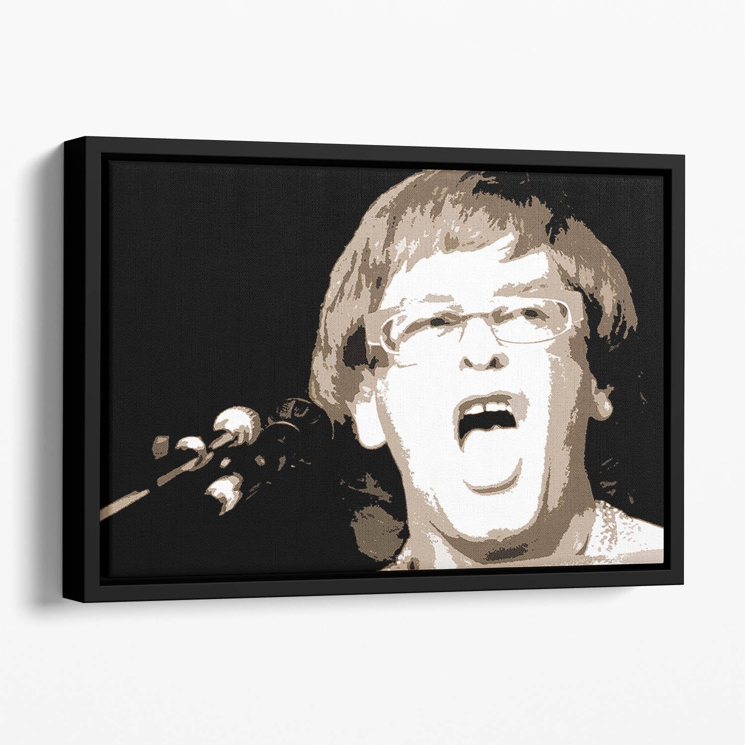 Elton John singing pop art Floating Framed Canvas
