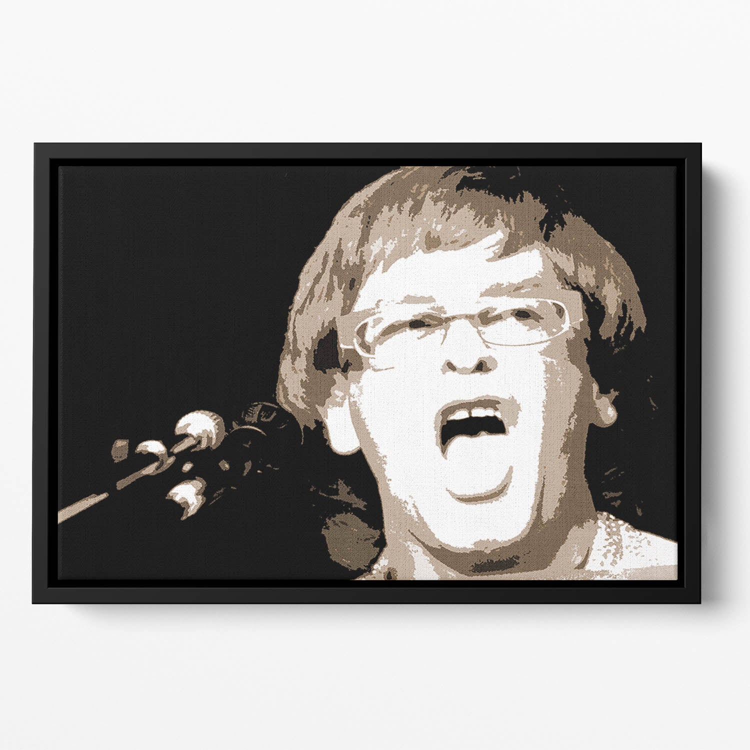 Elton John singing pop art Floating Framed Canvas