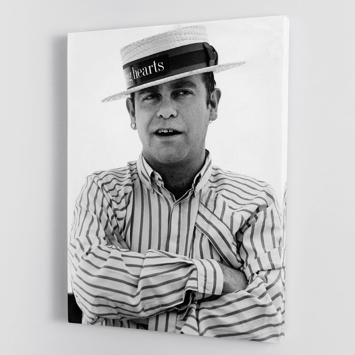 Elton John wearing a straw boater Canvas Print or Poster - Canvas Art Rocks - 1