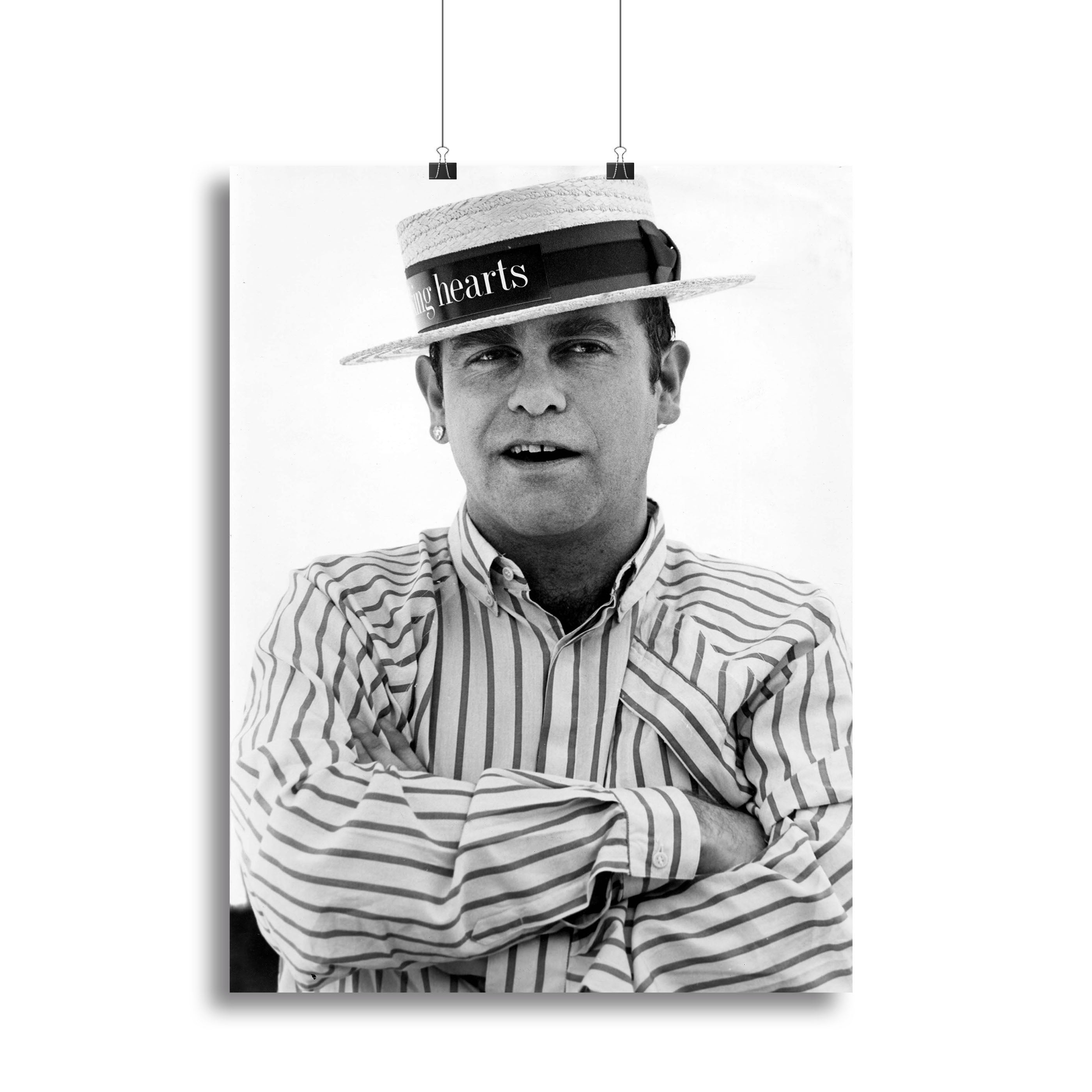 Elton John wearing a straw boater Canvas Print or Poster - Canvas Art Rocks - 2