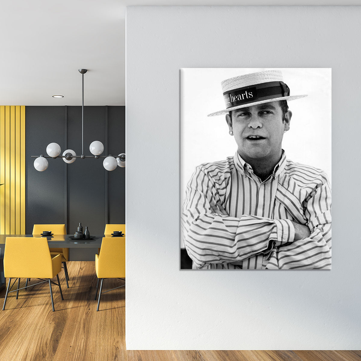 Elton John wearing a straw boater Canvas Print or Poster - Canvas Art Rocks - 4