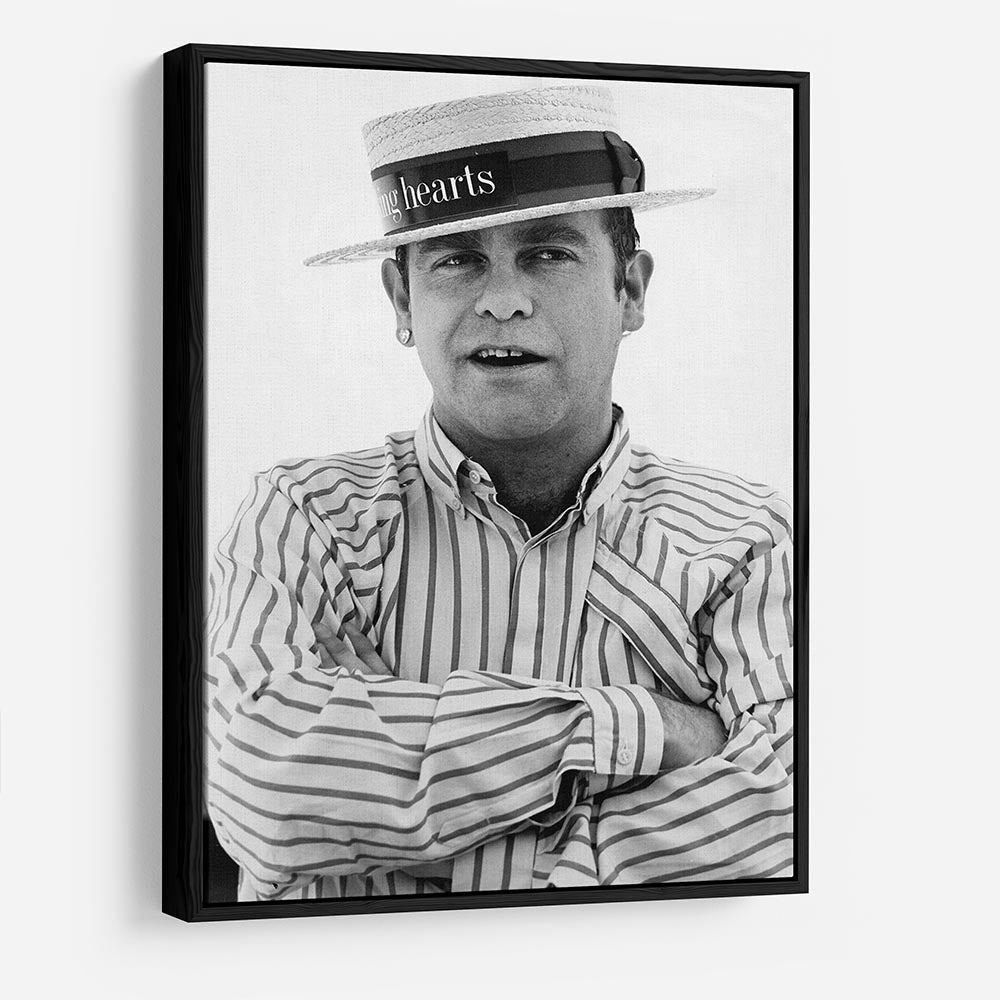 Elton John wearing a straw boater HD Metal Print