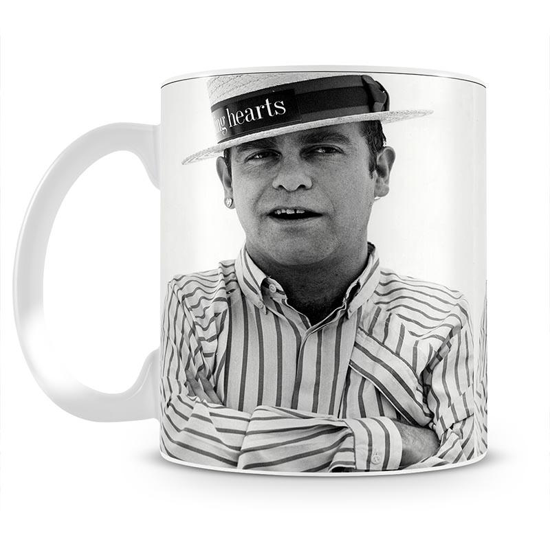 Elton John wearing a straw boater Mug - Canvas Art Rocks - 2