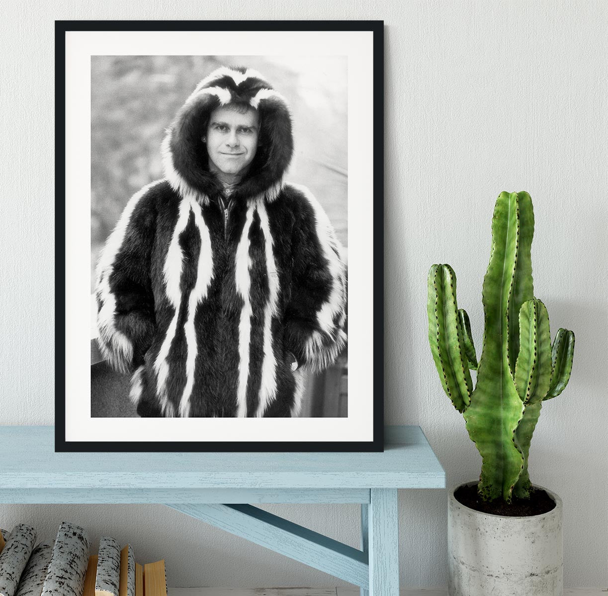Elton in furs Framed Print - Canvas Art Rocks - 1