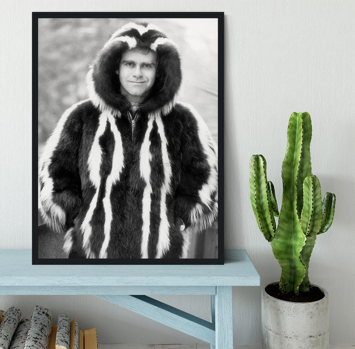 Elton in furs Framed Print - Canvas Art Rocks - 2