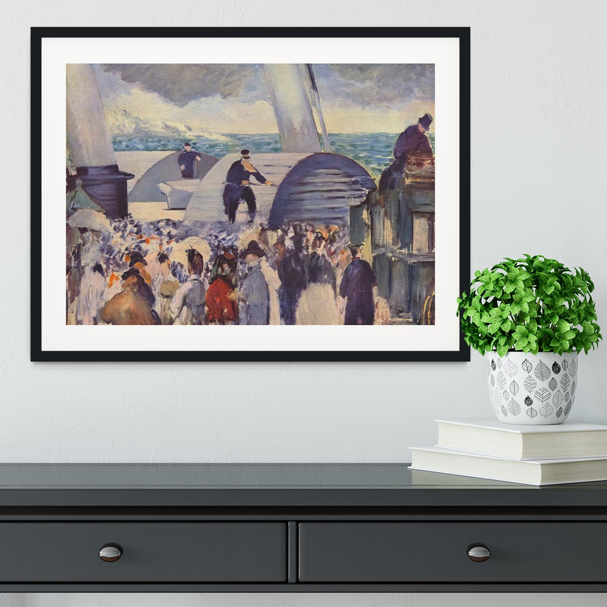 Embarkation after Folkestone by Manet Framed Print - Canvas Art Rocks - 1