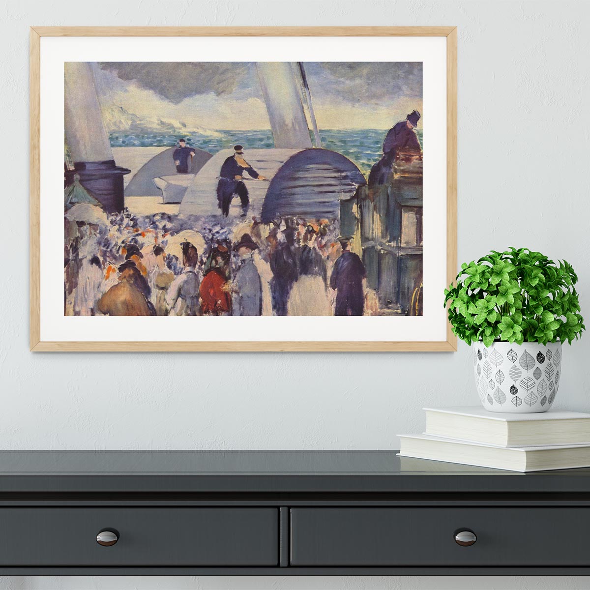 Embarkation after Folkestone by Manet Framed Print - Canvas Art Rocks - 3