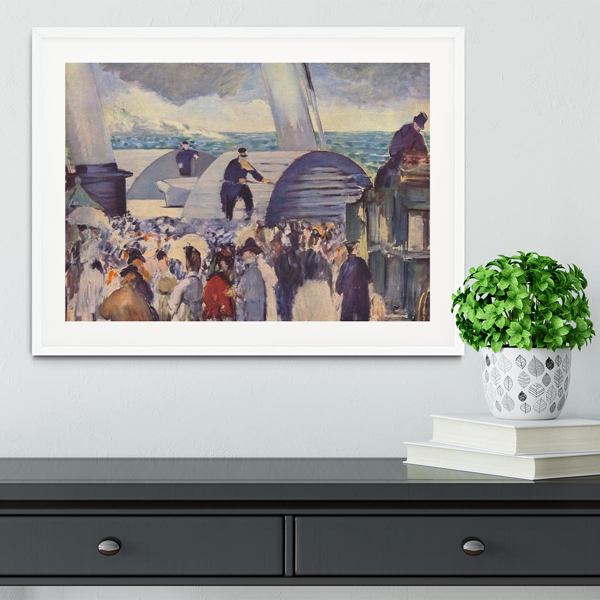 Embarkation after Folkestone by Manet Framed Print - Canvas Art Rocks - 5