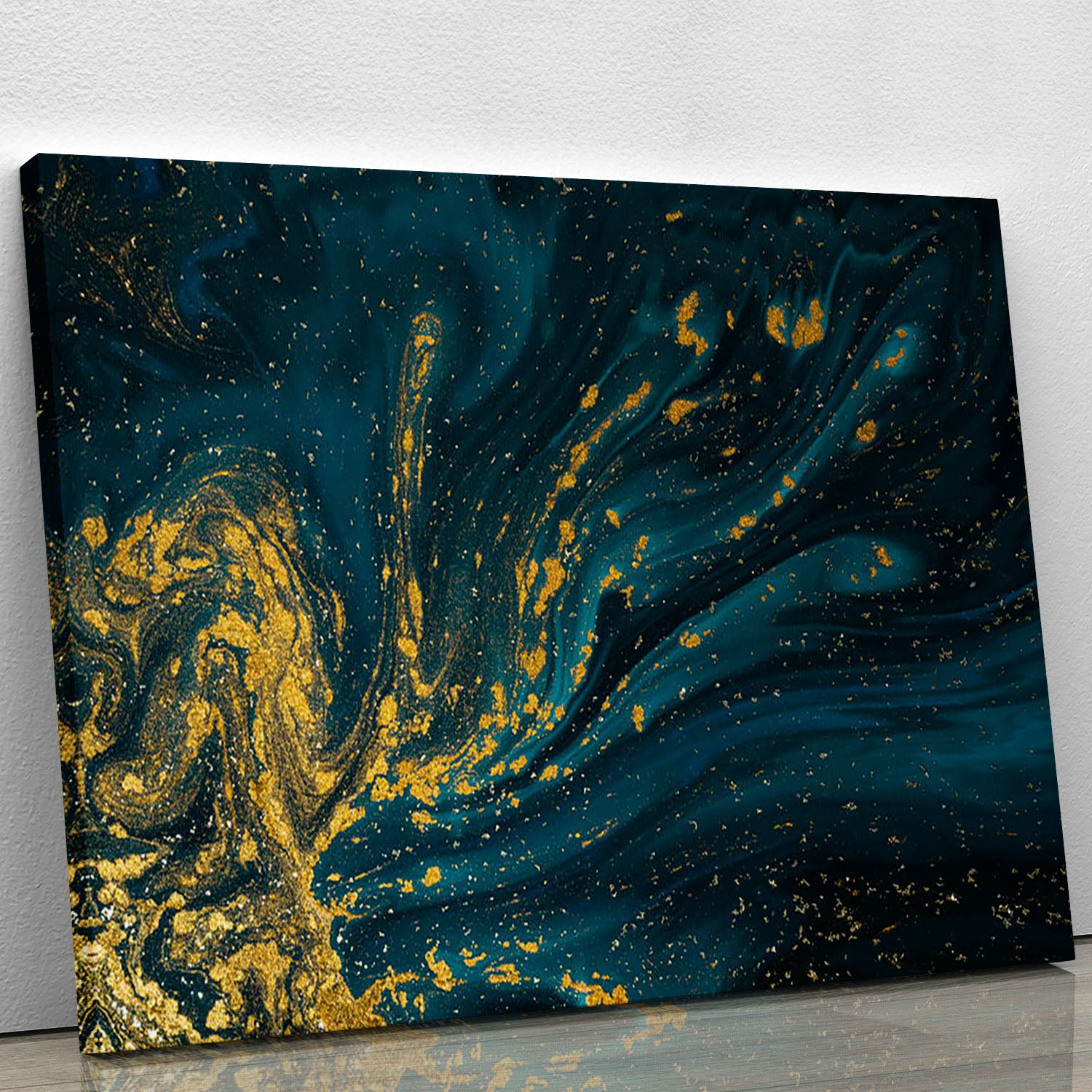 Emerald and Gold Swirled Marble Canvas Print or Poster - Canvas Art Rocks - 1