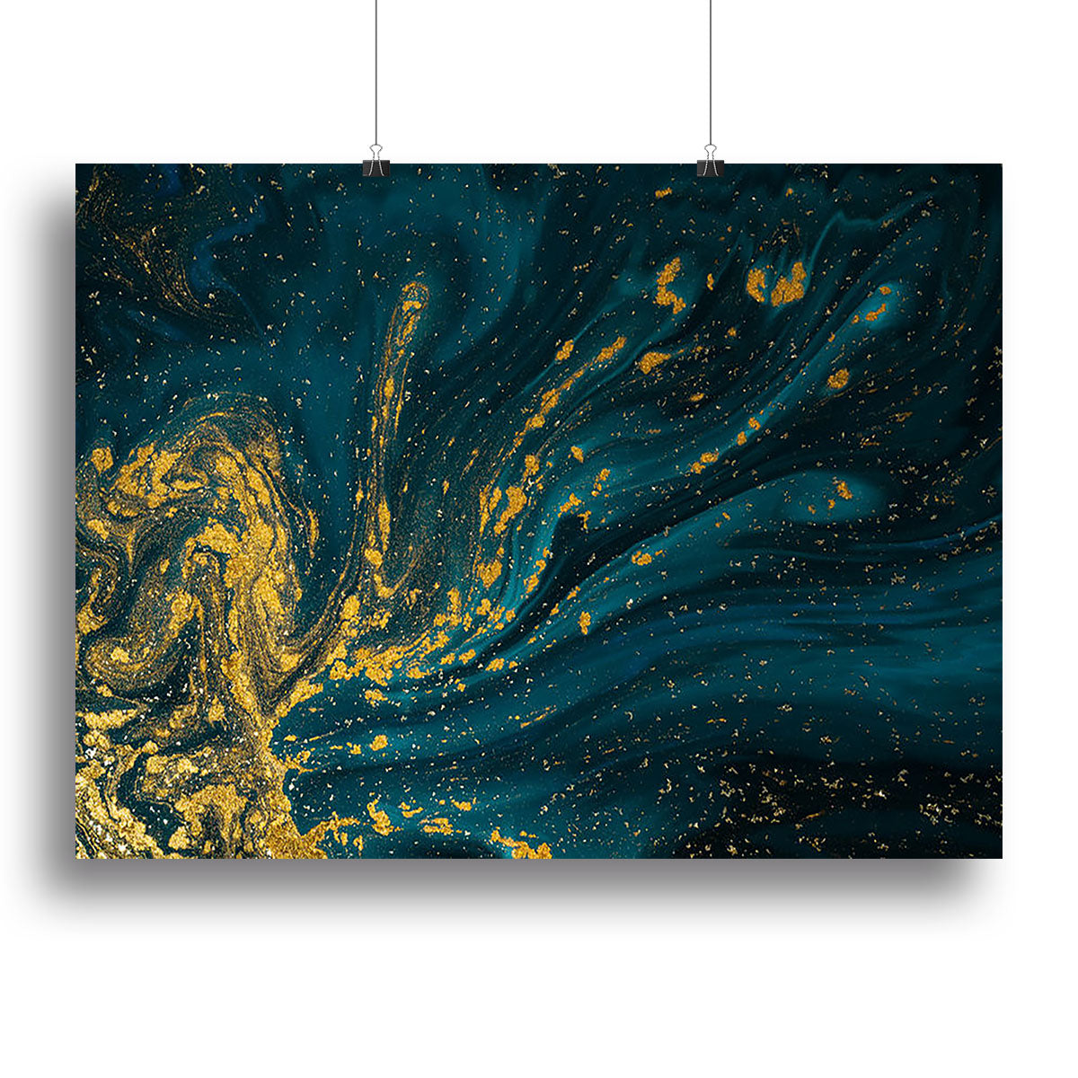 Emerald and Gold Swirled Marble Canvas Print or Poster - Canvas Art Rocks - 2