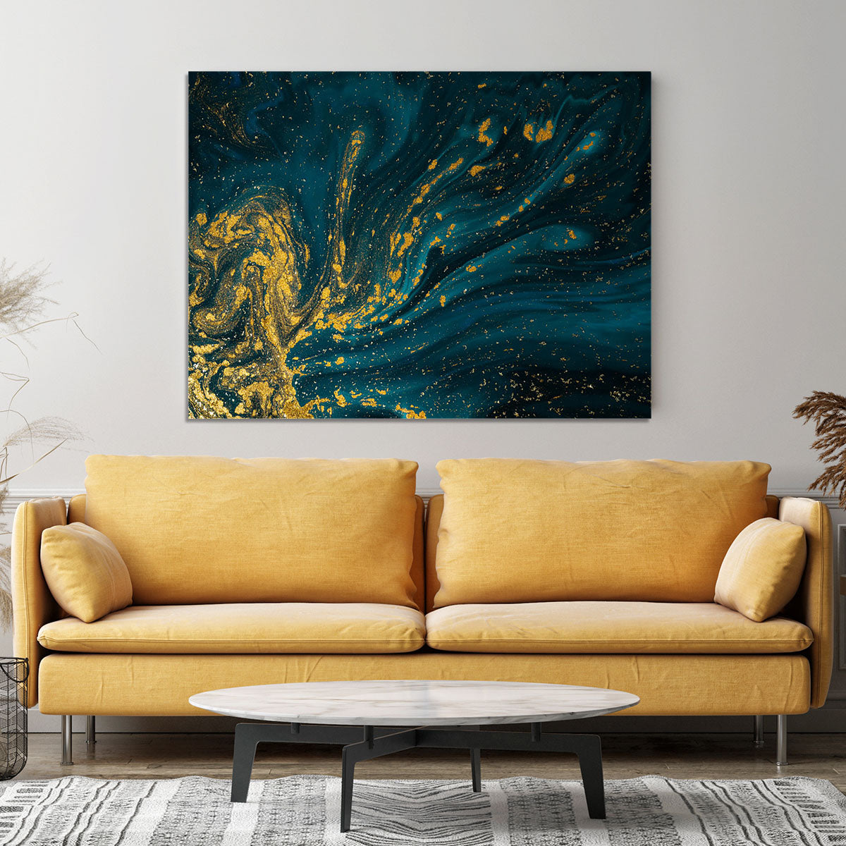 Emerald and Gold Swirled Marble Canvas Print or Poster - Canvas Art Rocks - 4