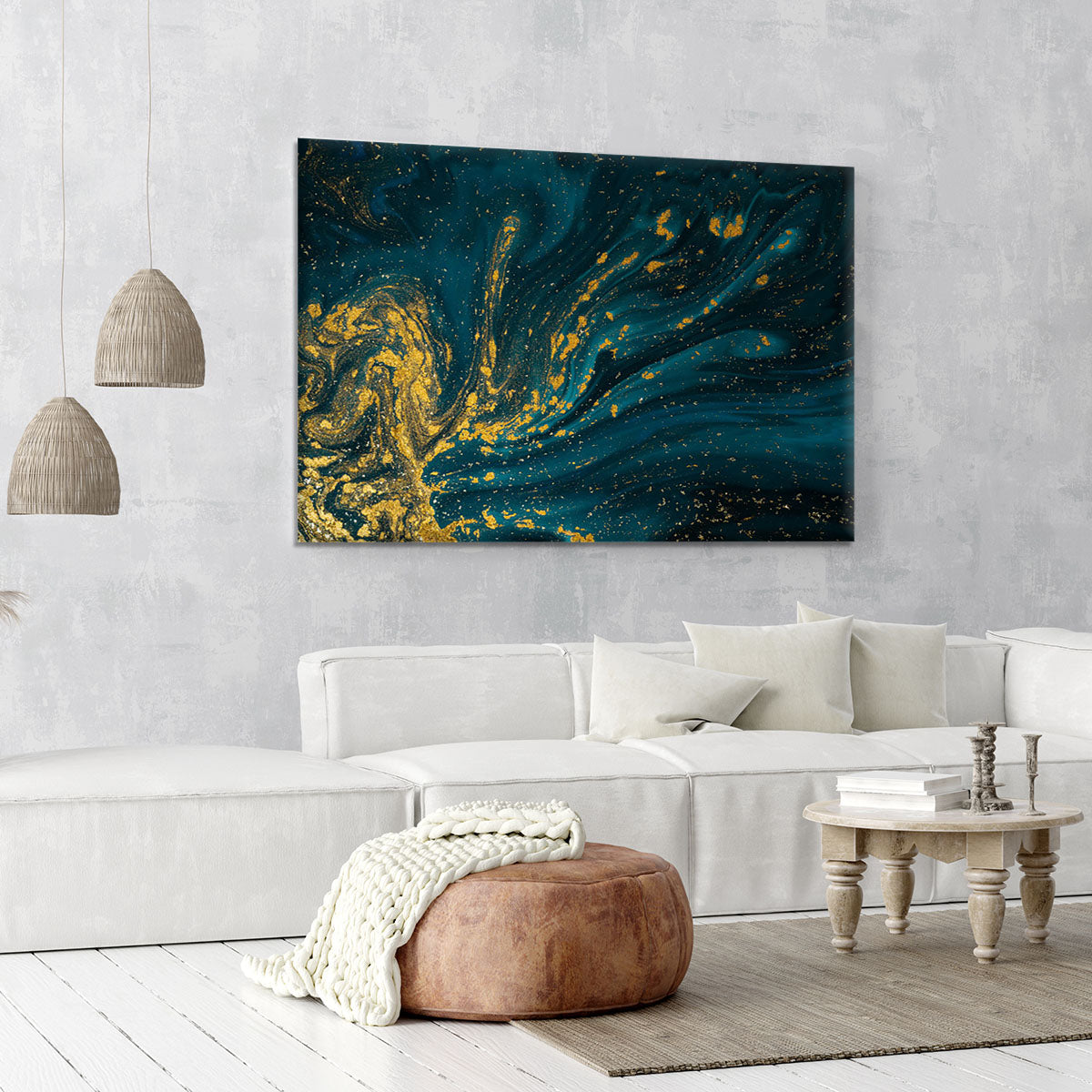 Emerald and Gold Swirled Marble Canvas Print or Poster - Canvas Art Rocks - 6