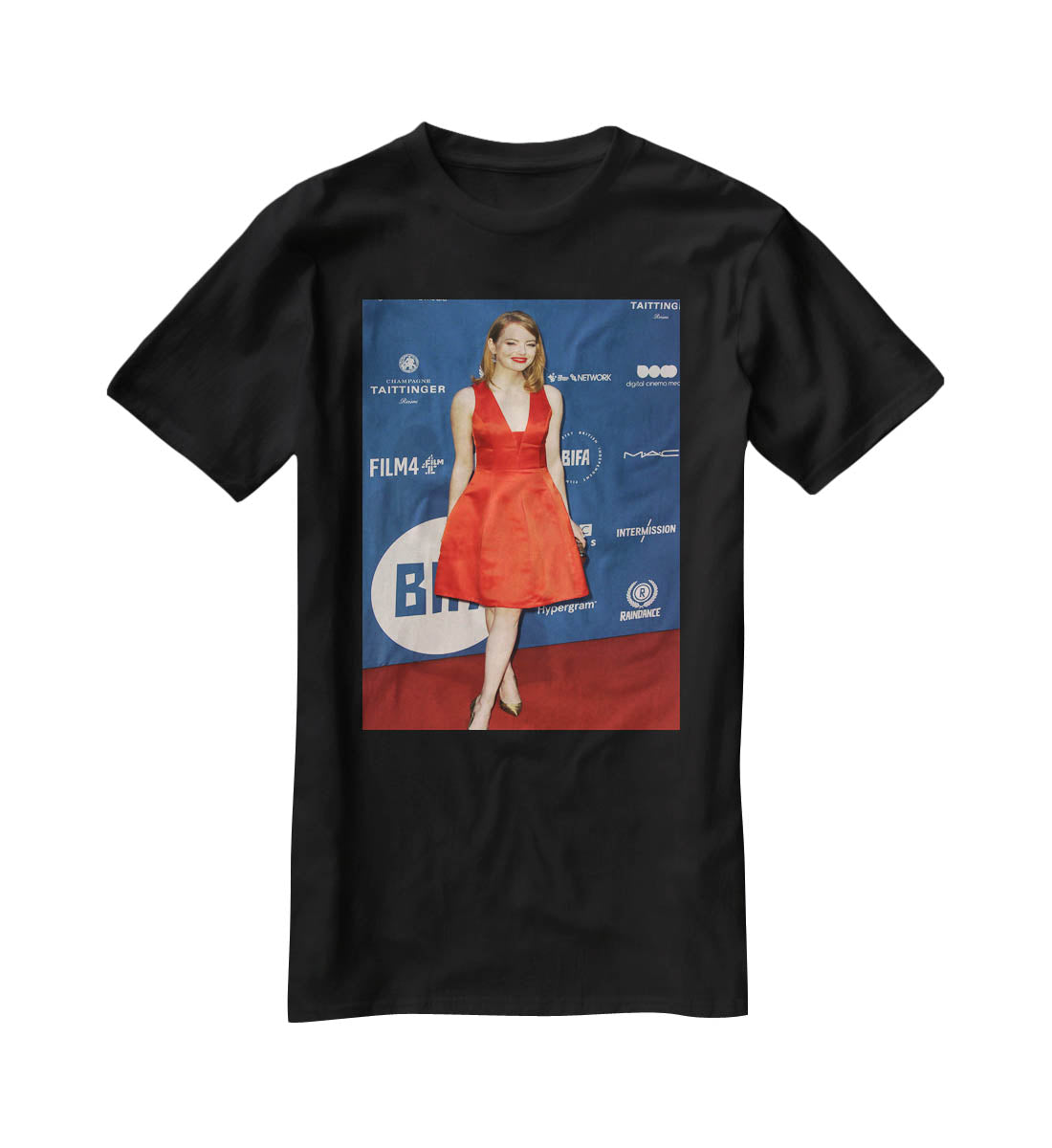 Emma Stone in red T-Shirt - Canvas Art Rocks - 1