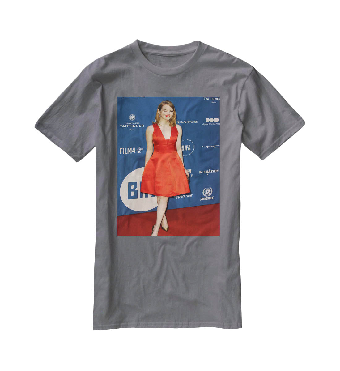 Emma Stone in red T-Shirt - Canvas Art Rocks - 3