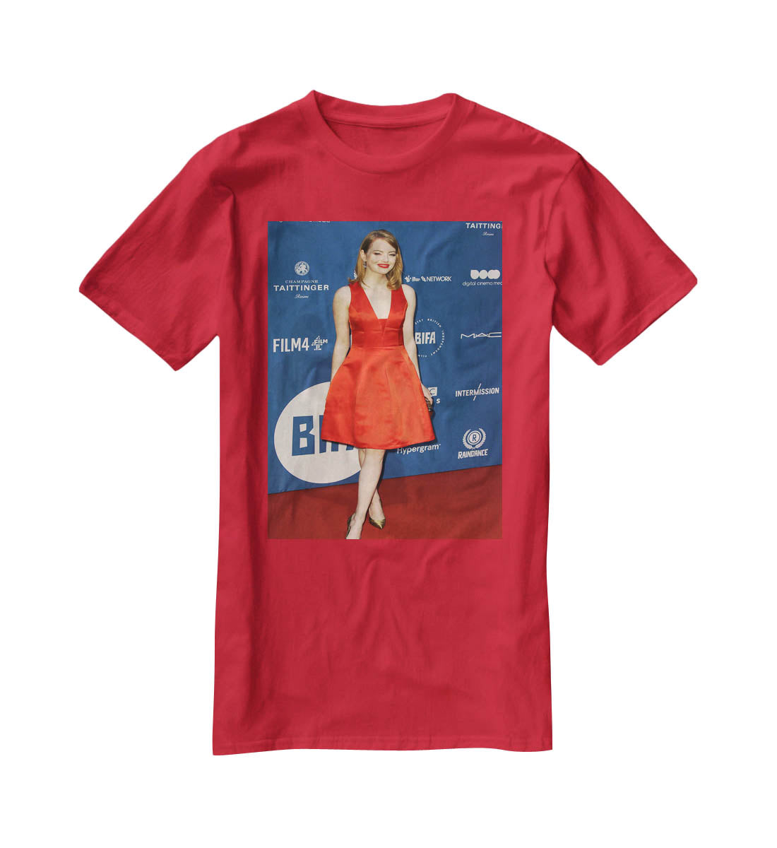 Emma Stone in red T-Shirt - Canvas Art Rocks - 4