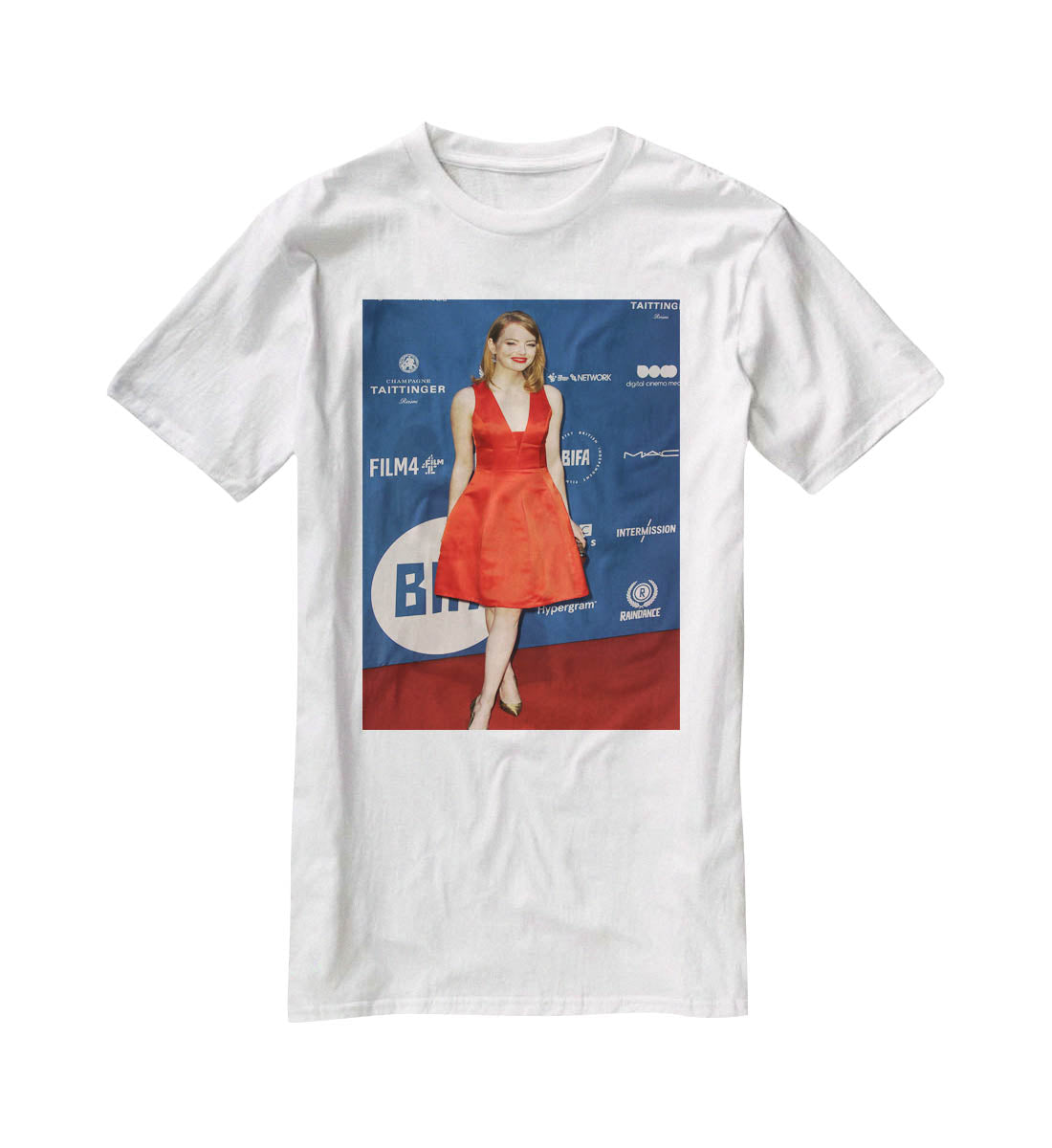 Emma Stone in red T-Shirt - Canvas Art Rocks - 5