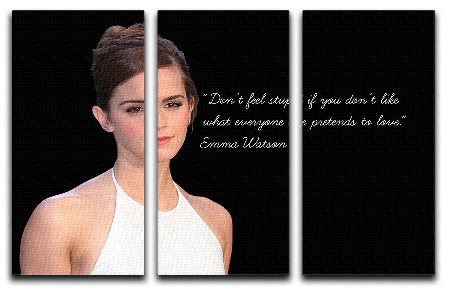 Emma Watson Dont Feel Stupid 3 Split Panel Canvas Print - Canvas Art Rocks - 1