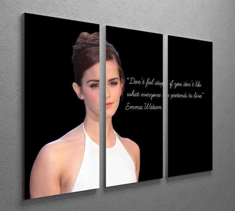 Emma Watson Dont Feel Stupid 3 Split Panel Canvas Print - Canvas Art Rocks - 2