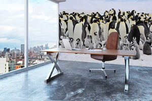 Emperor Penguins with chick Wall Mural Wallpaper - Canvas Art Rocks - 3