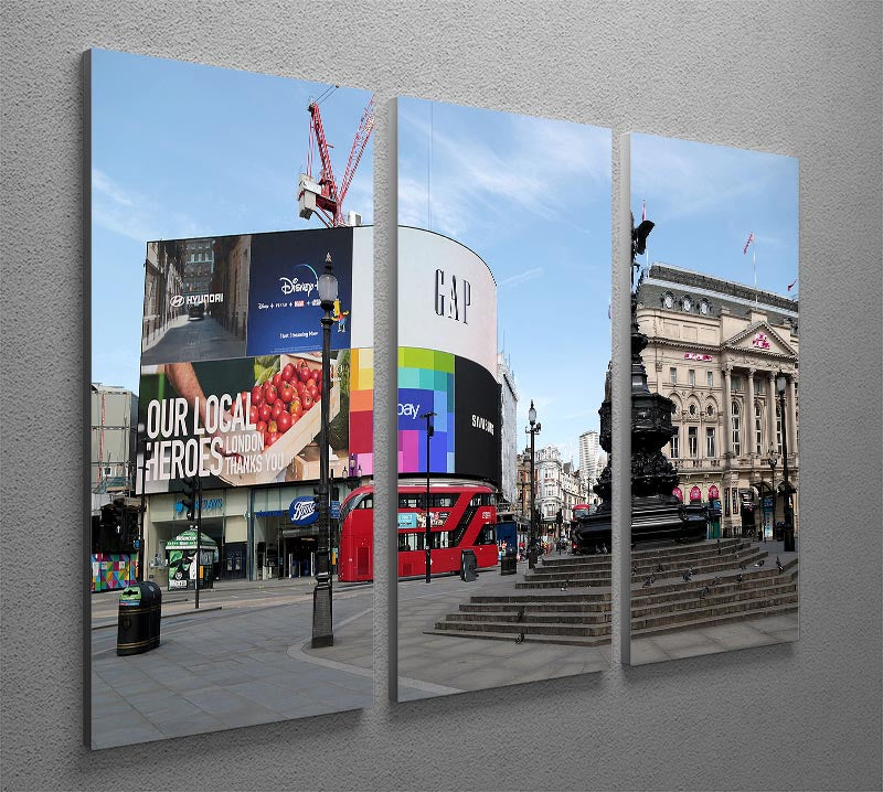 Empty Piccadilly Circus London under Lockdown 2020 3 Split Panel Canvas Print - Canvas Art Rocks - 2