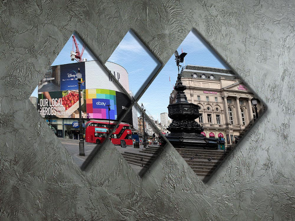 Empty Piccadilly Circus London under Lockdown 2020 4 Square Multi Panel Canvas - Canvas Art Rocks - 2